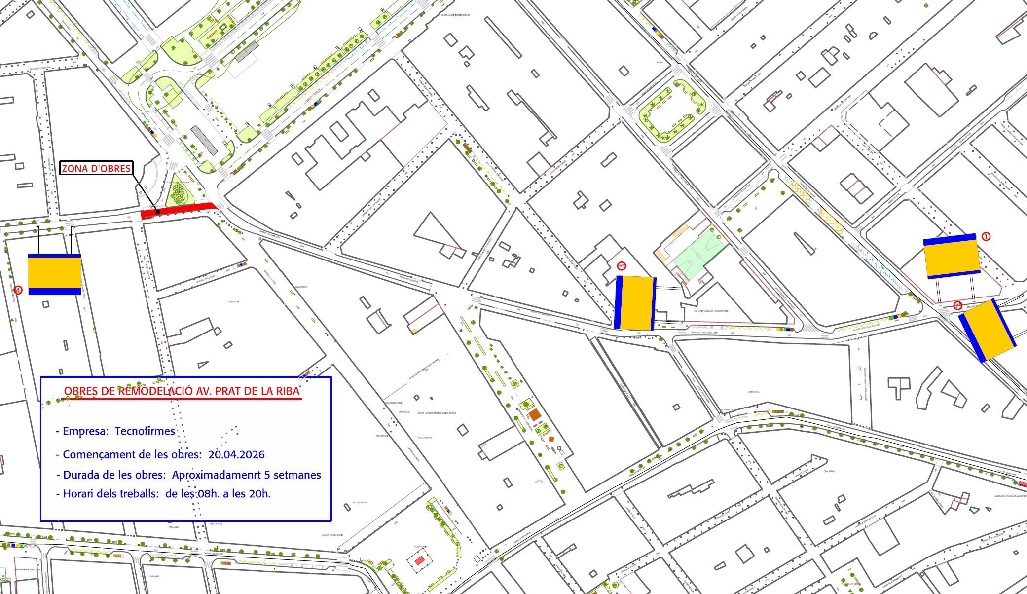 Plànol de les afectacions al trànsit a l'avinguda Prat de la Riba 20260415171101