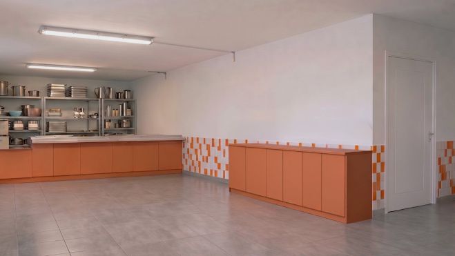 Imatge virtual interior cuina menjador social