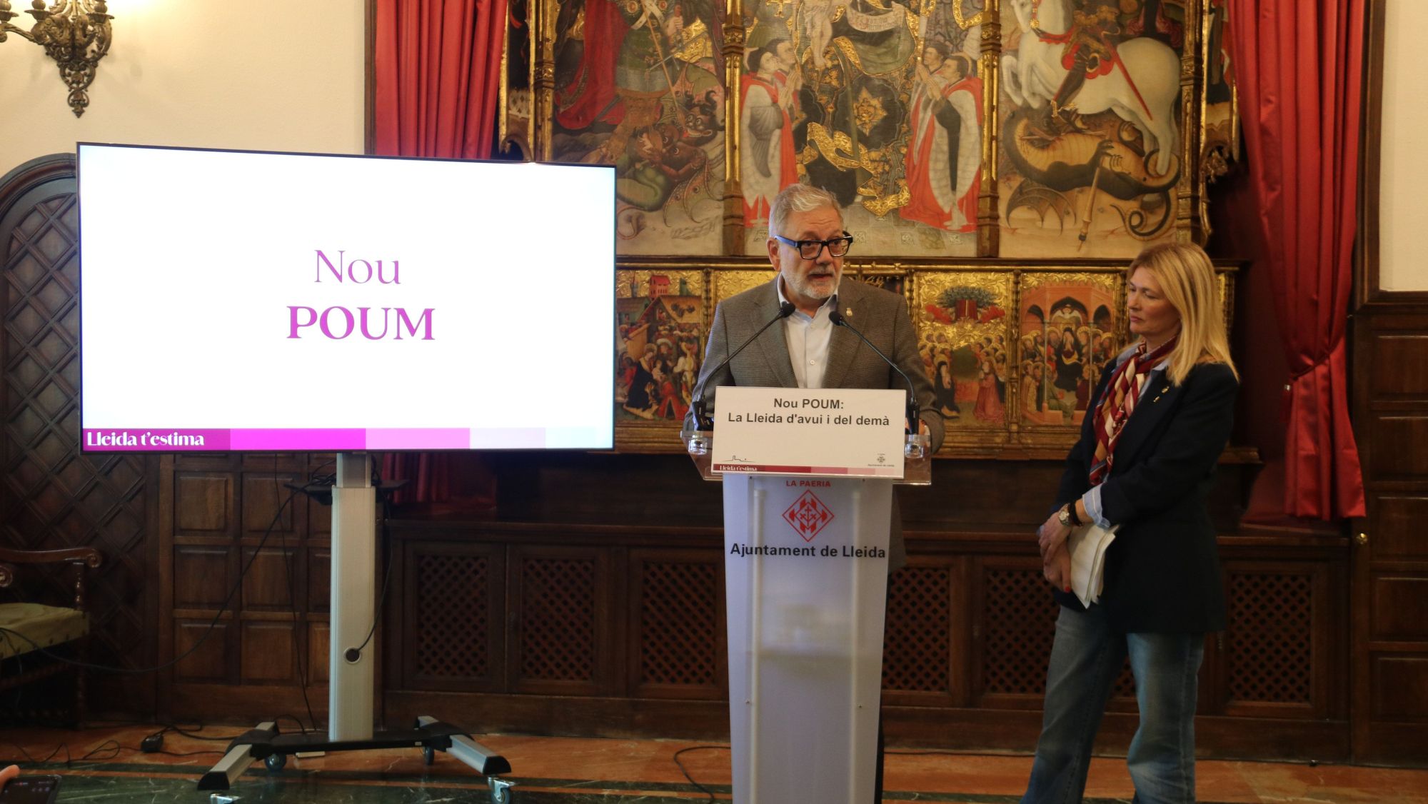 Félix Larrosa en la presentació del nou POUM a la Paeria de Lleida