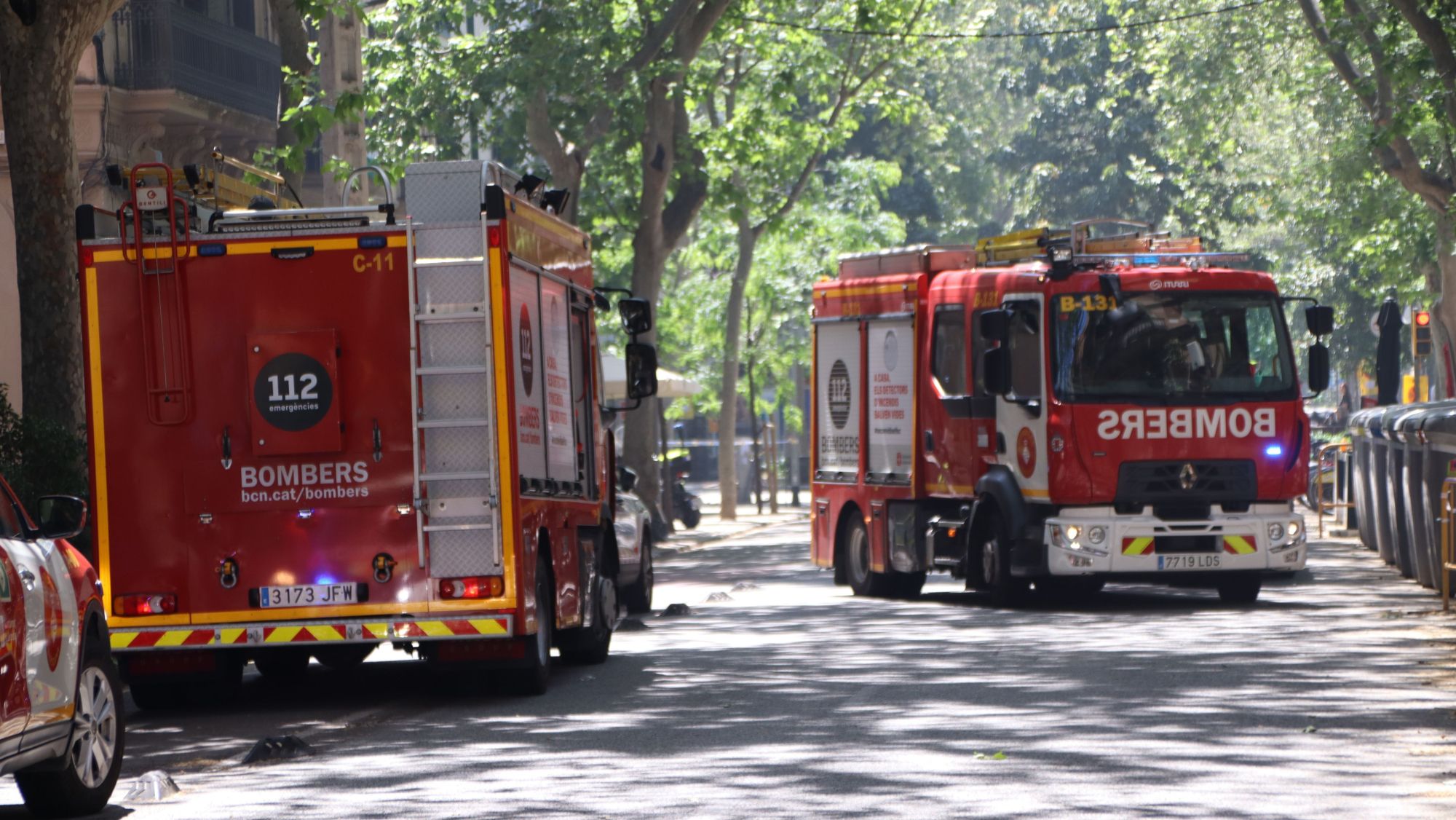 Dos camions dels Bombers de Barcelona