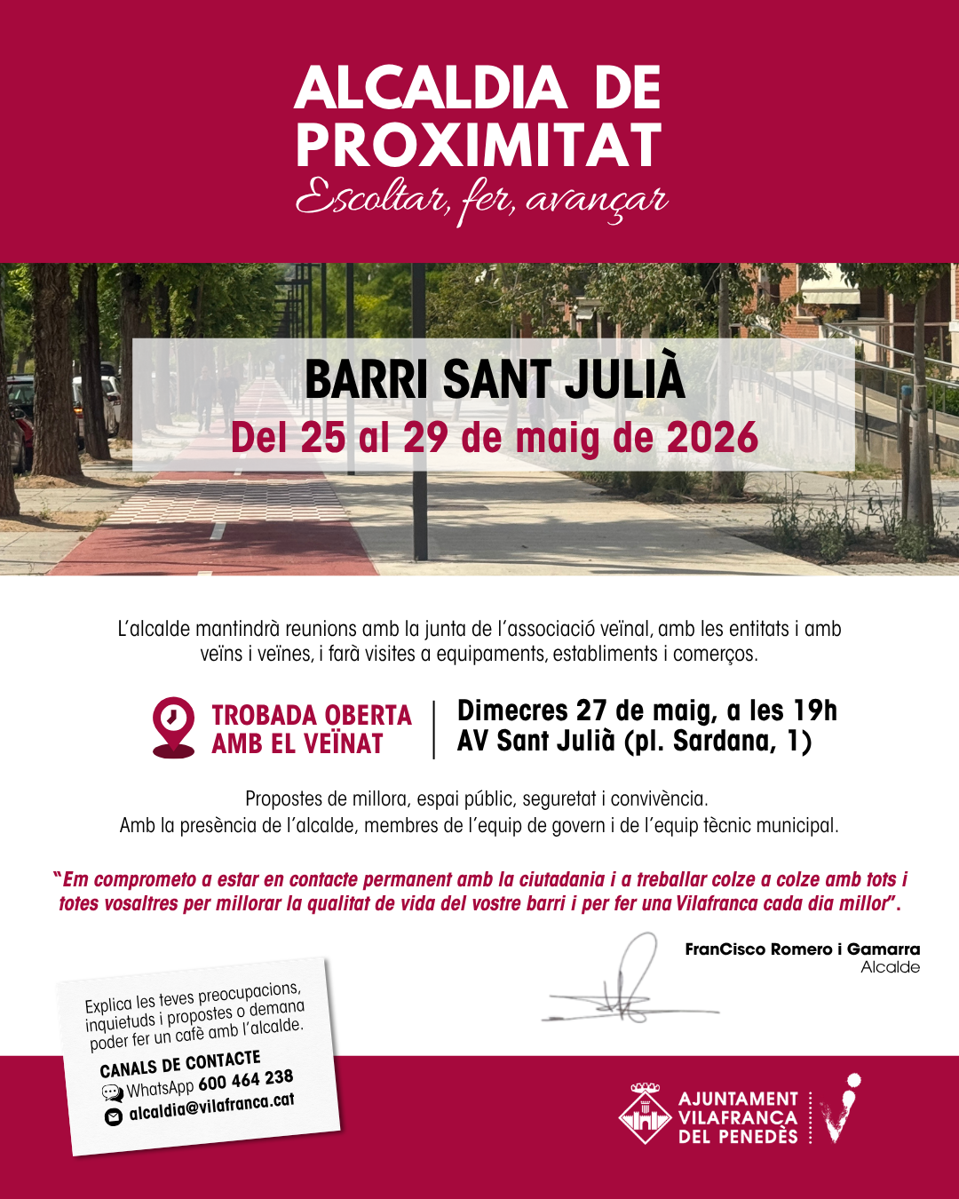 Alcaldia de Proximitat de Vilafranca al barri de Sant Julià