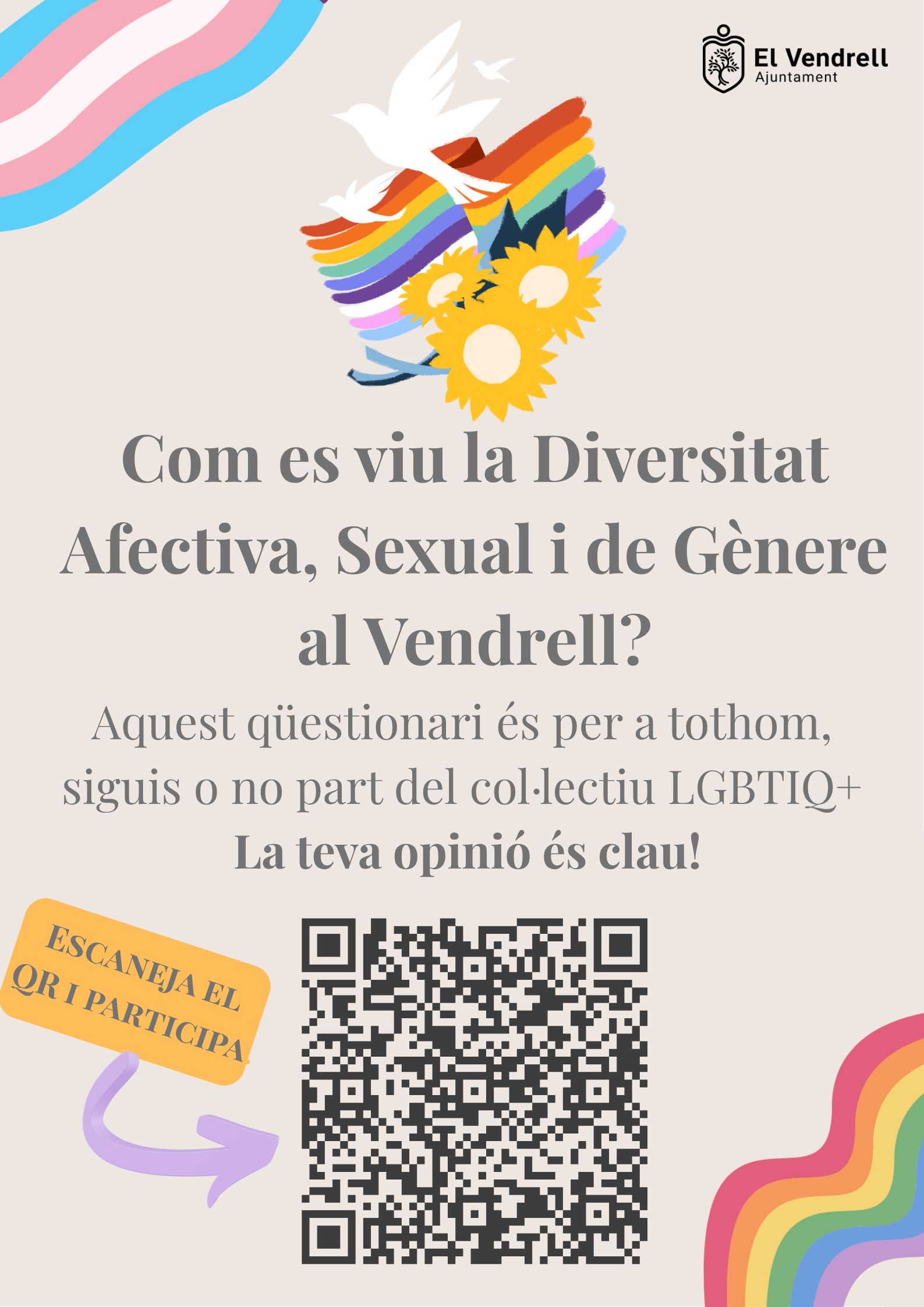 Cartell qüestionari sobre diversitat afectiva i sexual al Vendrell