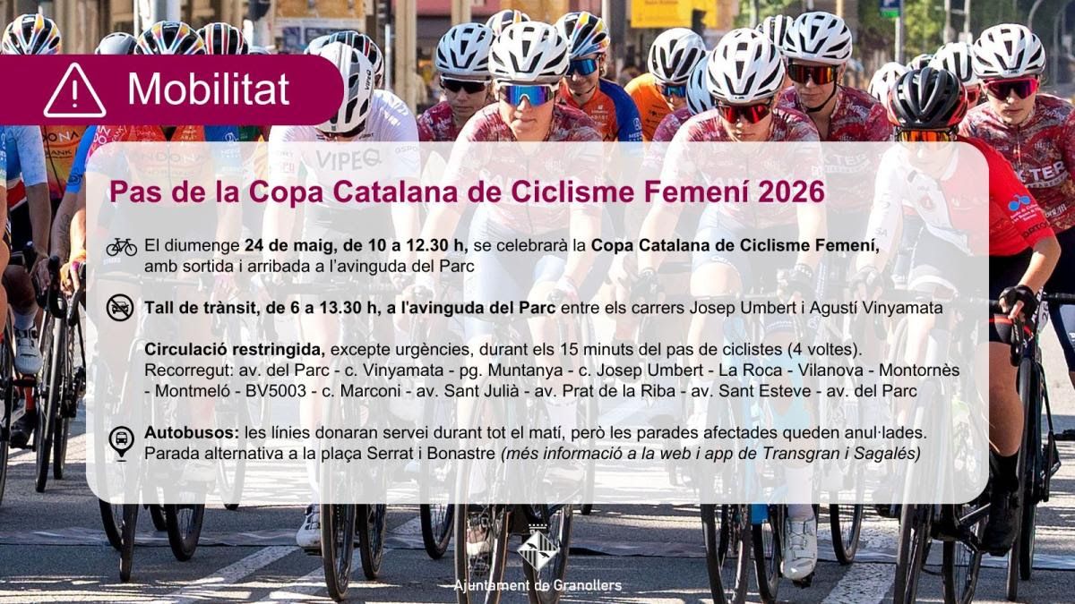 Granollers reuneix aquest diumenge prop de 200 ciclistes a la Copa Catalana femenina 2026   mobiliat