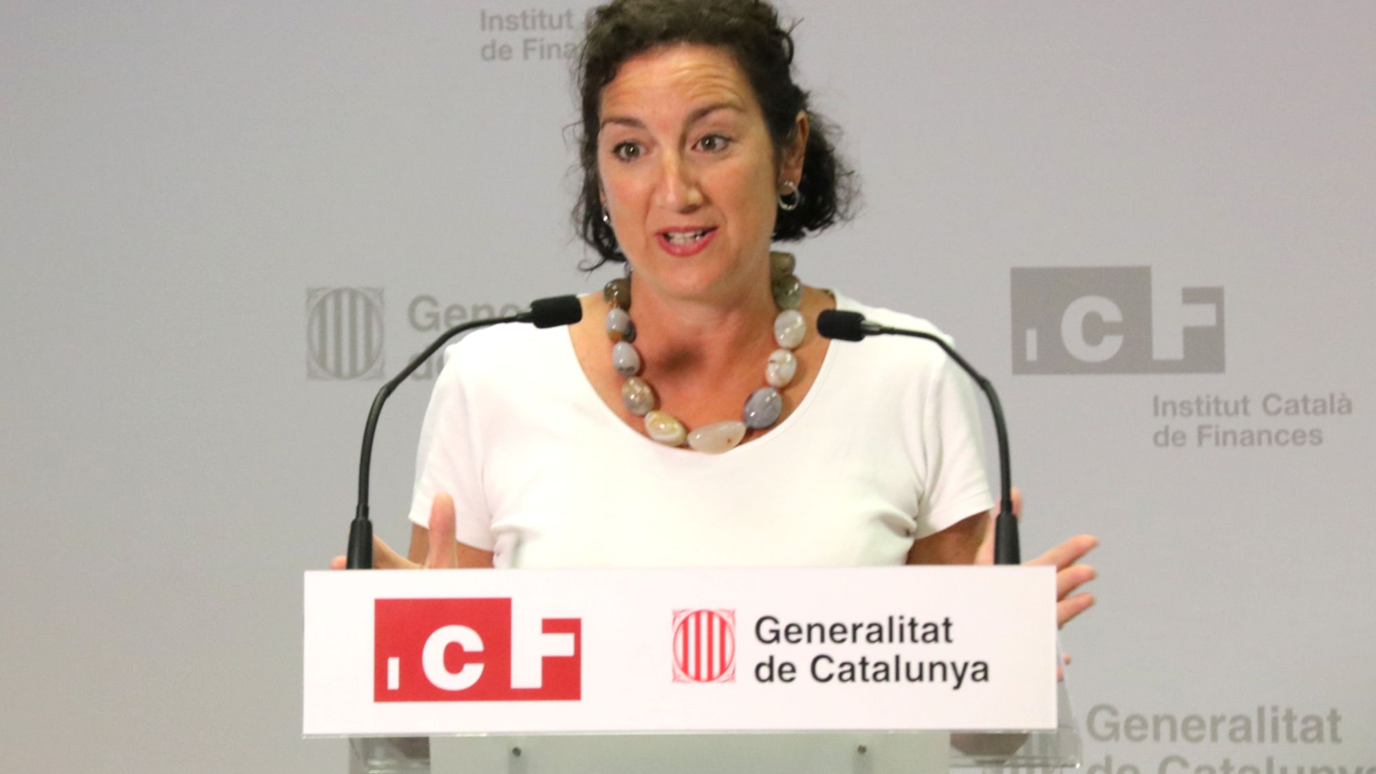 La consellera d'Economia i Finances, Alícia Romero, a l'acte que s'ha celebrat aquest divendres a la seu de l'ICF