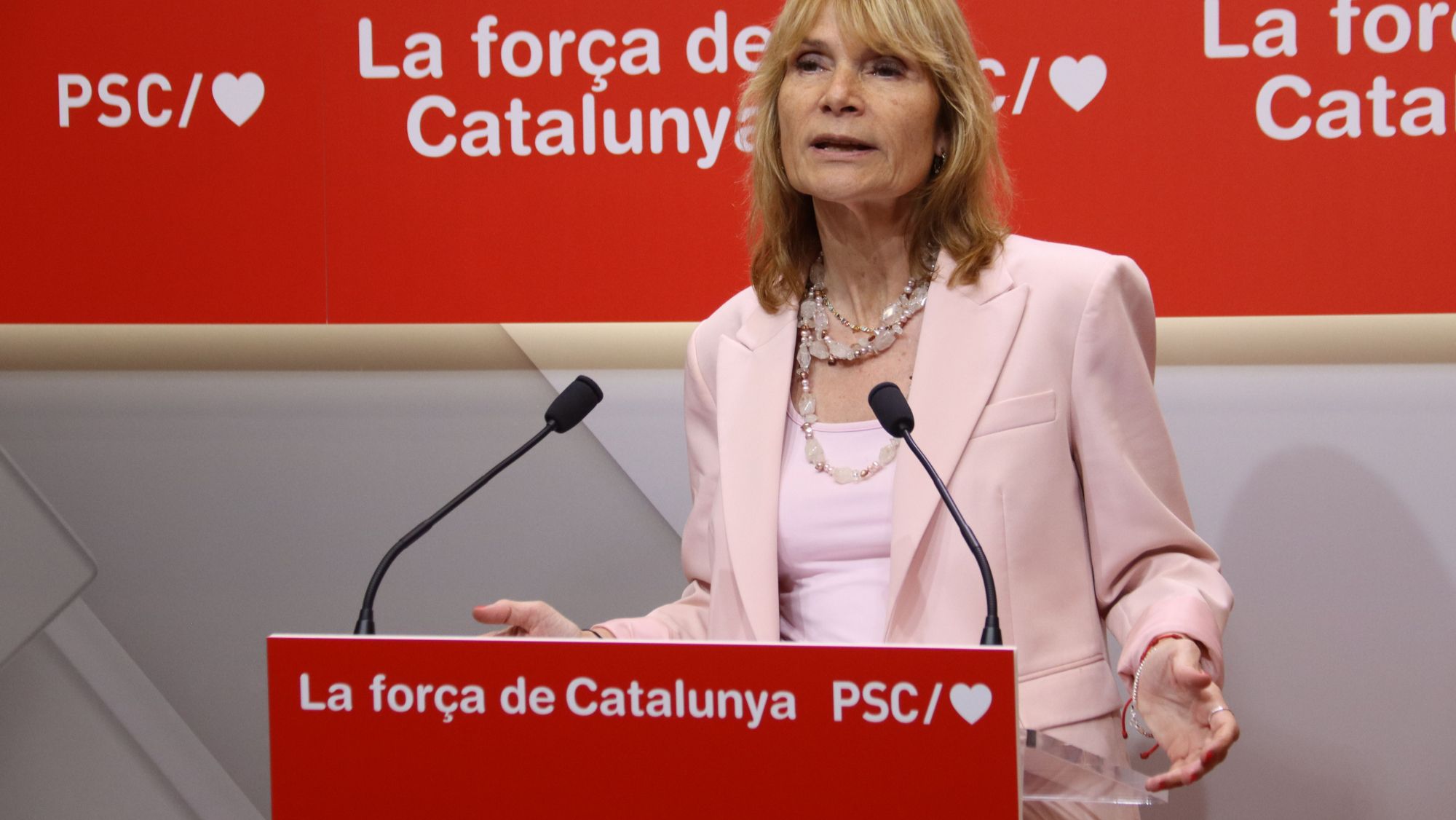 La portaveu del PSC, Lluïsa Moret, en roda de premsa (3)