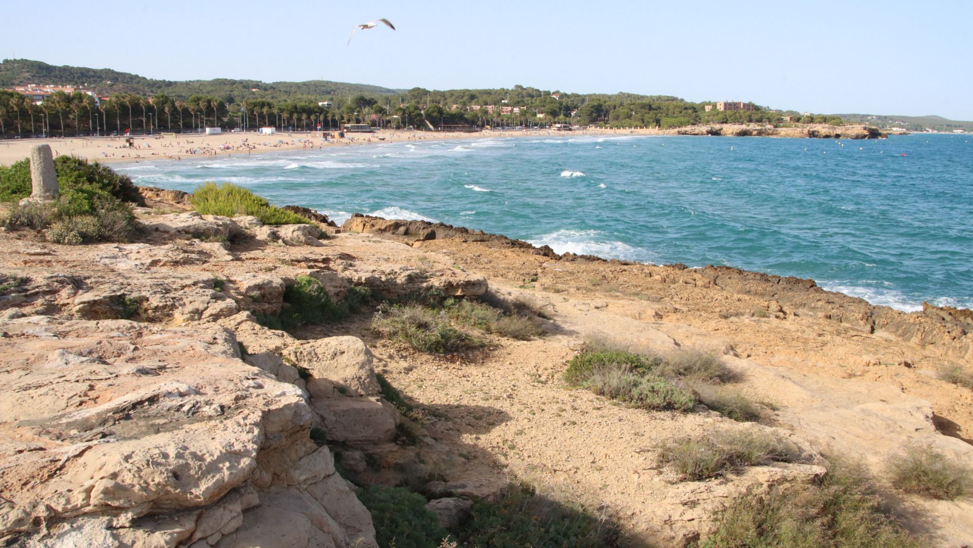 Imatge de la zona de roques a tocar de la platja de l'Arrabassada, des d'on saltaven els menors que han patit el sinistre (2)