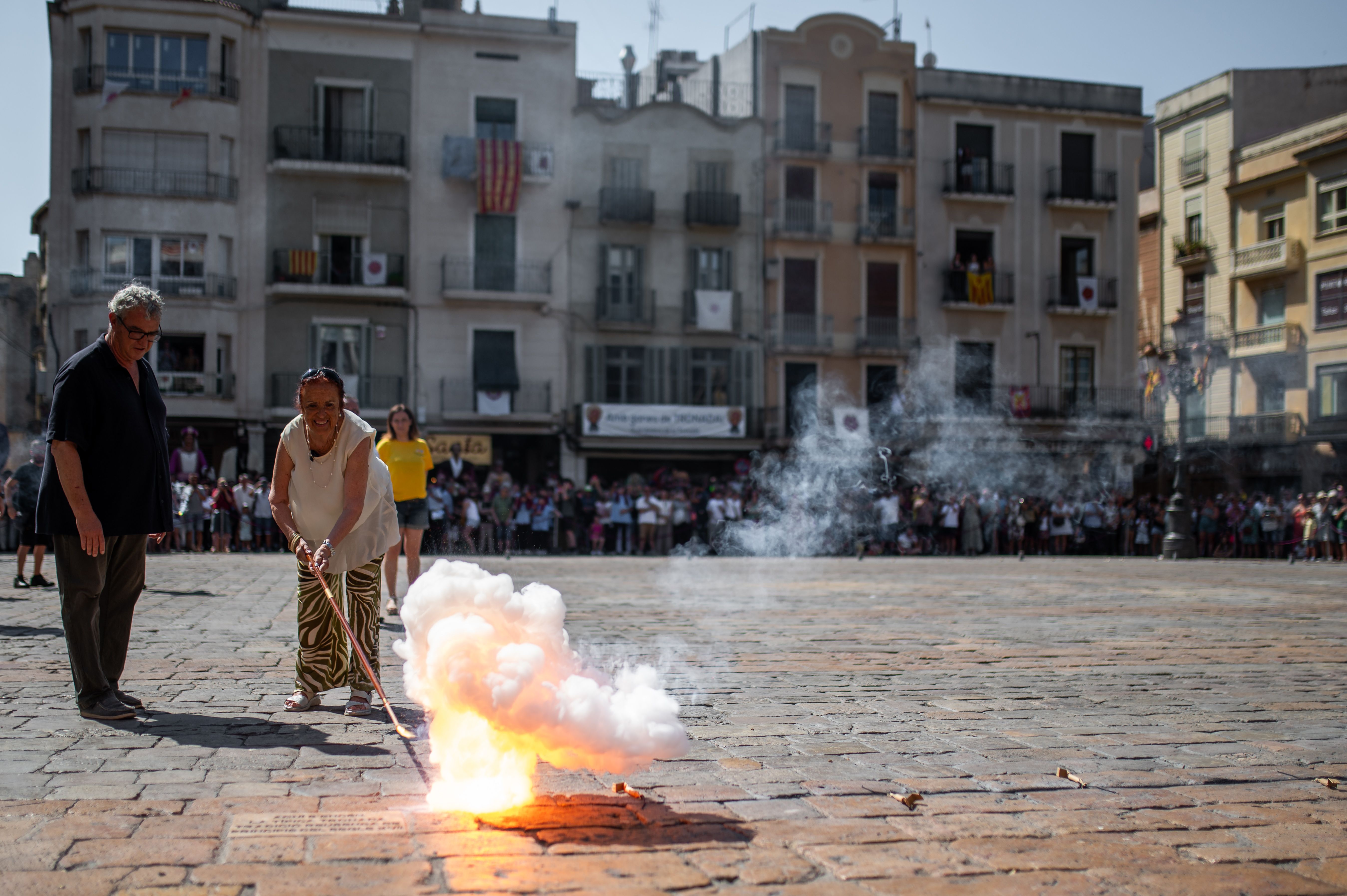 Maite Gaudí i Raimon Martí en l'encesa dels actes festius del matí de Sant Pere 2026 a Reus