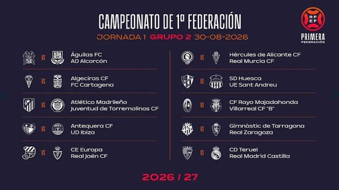 Calendari de la primera jornada del grup 2 de Primera Federació