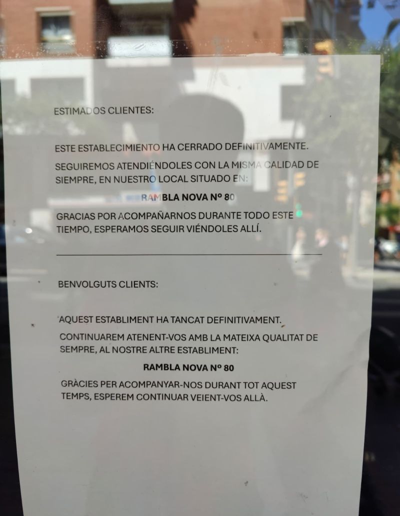 Escrit de Granier sobre el tancament de la cafeteria de l'avinguda Ramón y Cajal