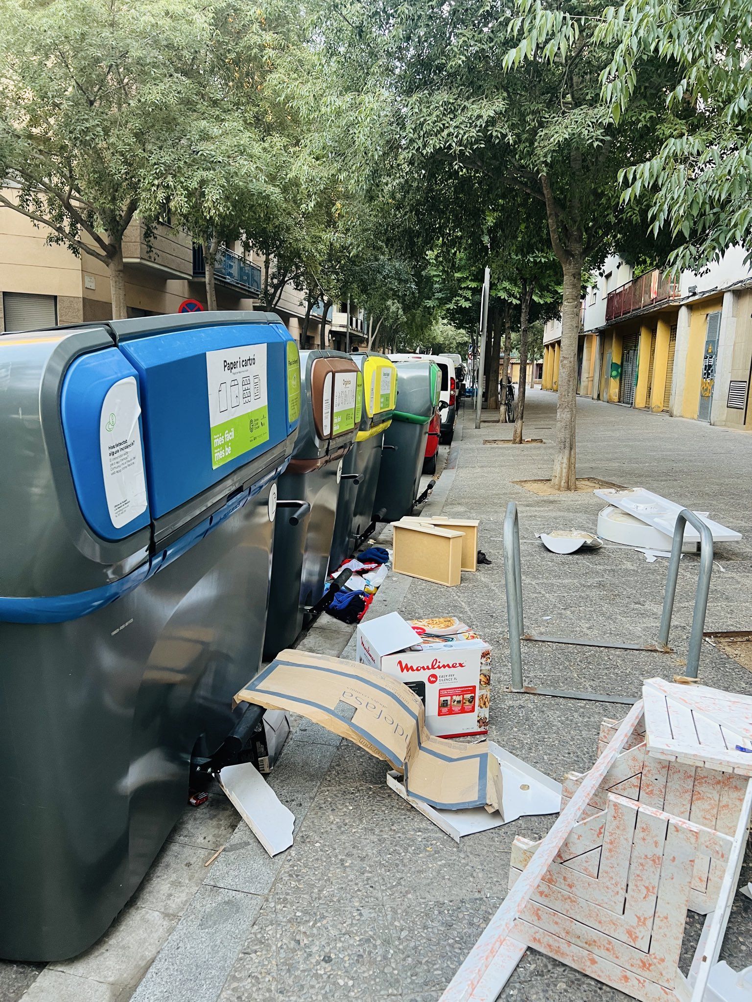 Contenidors amb brutícia al voltant a Girona