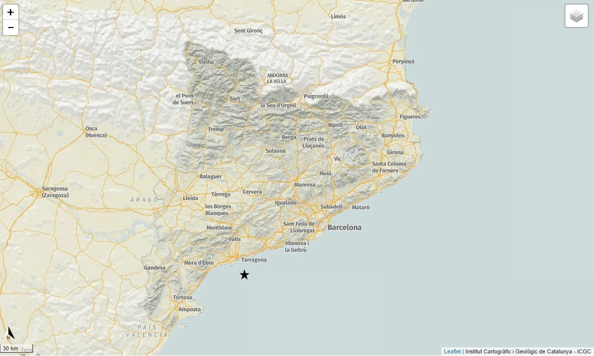 Registrat un terratrèmol davant la costa de Tarragona la matinada del 5 de juliol