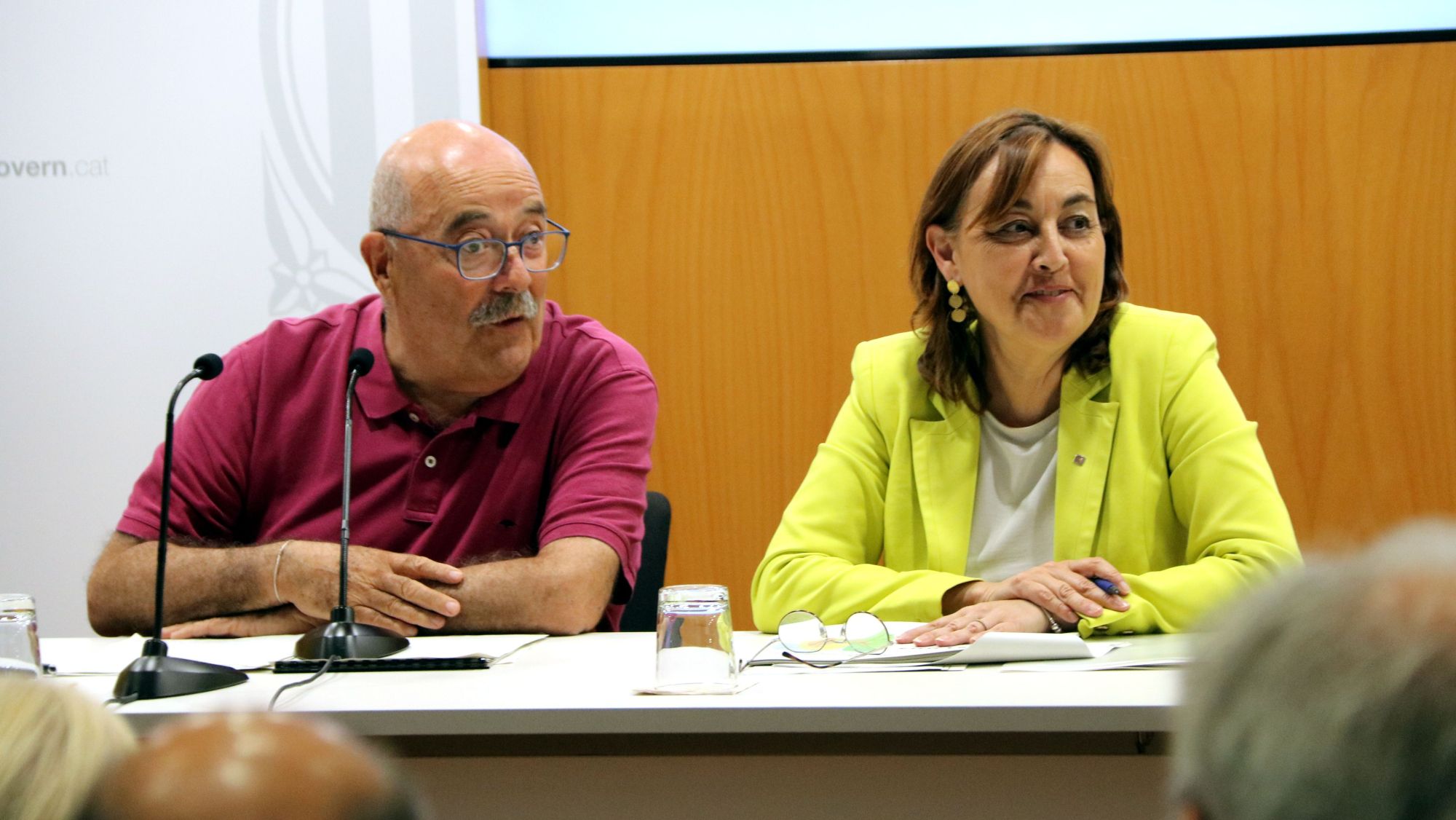La consellera de Territori, Sílvia Paneque, i el secretari de Mobilitat i Infraestructures, Manel Nadal, durant la presentació del pla de serveis ferroviaris 2030 2040