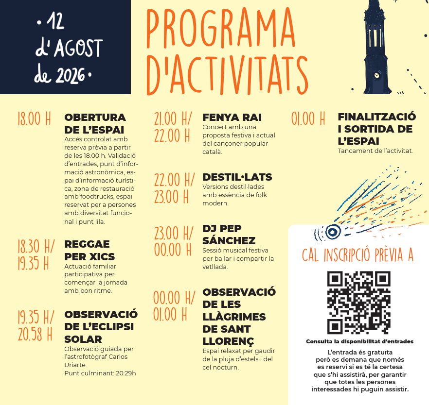 Programa d'activitats de la tarda de l'eclipsi solar a Valls