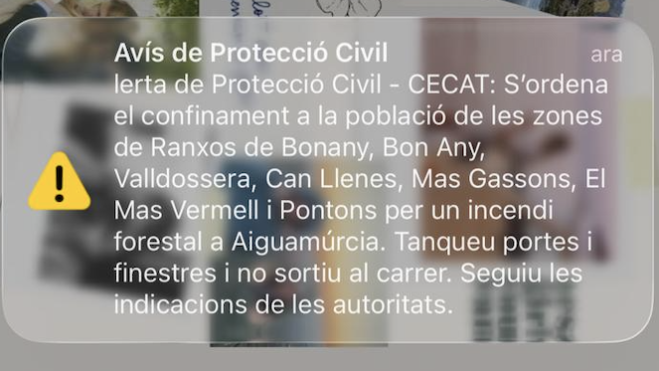 Missatge de Protecció Civil