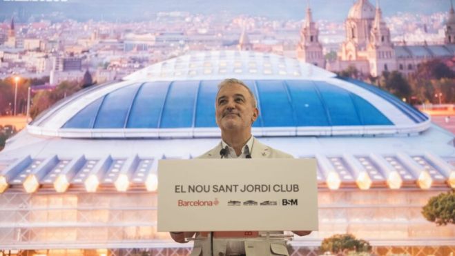 Jaume Collboni en la roda de premsa de la presentació del nou Sant Jordi Club