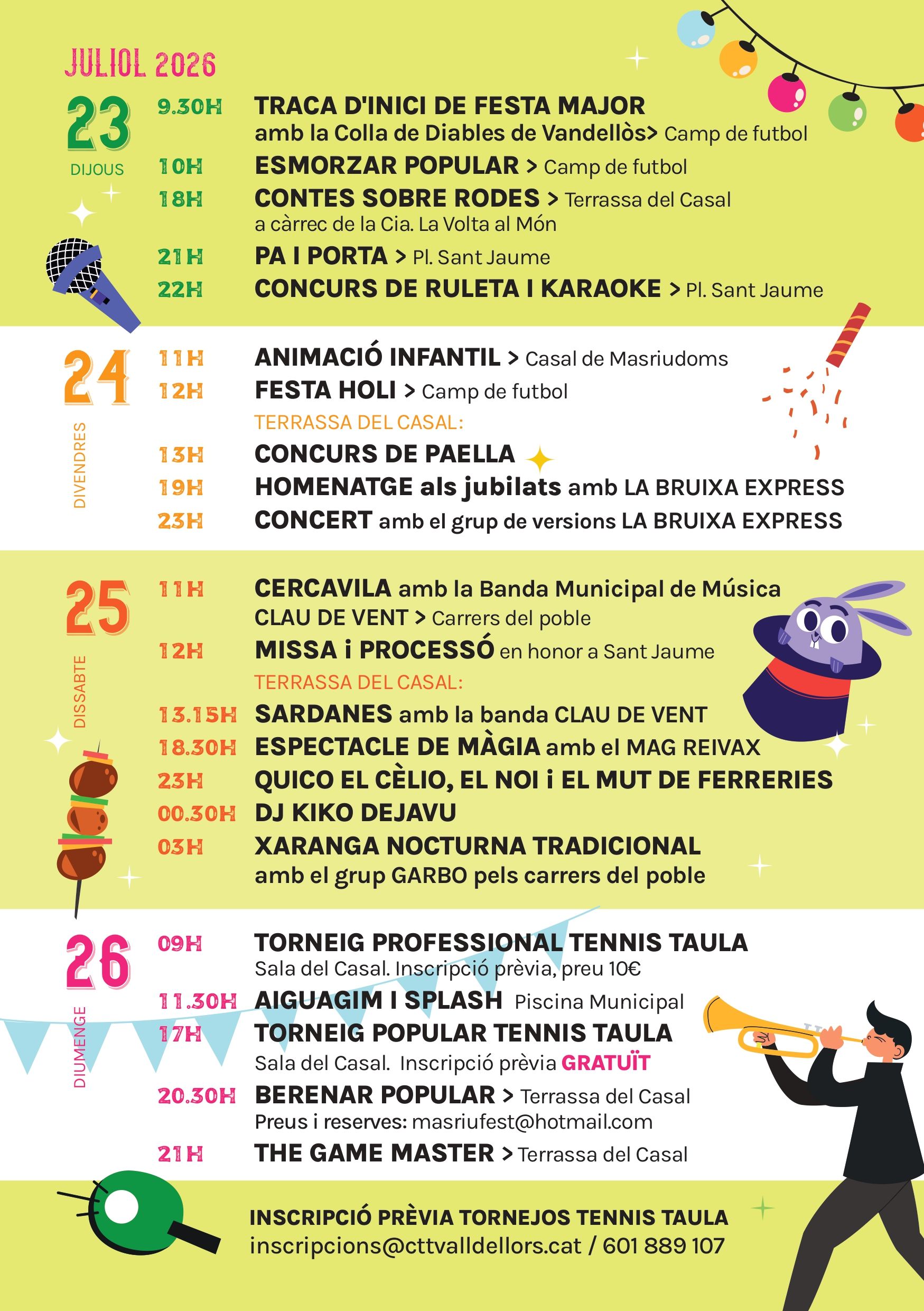 Programació de la Festa Major de Masriudoms 2026