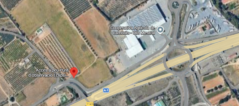 Punt d'observació oficial de l'eclipsi solar total de sol a Cambrils