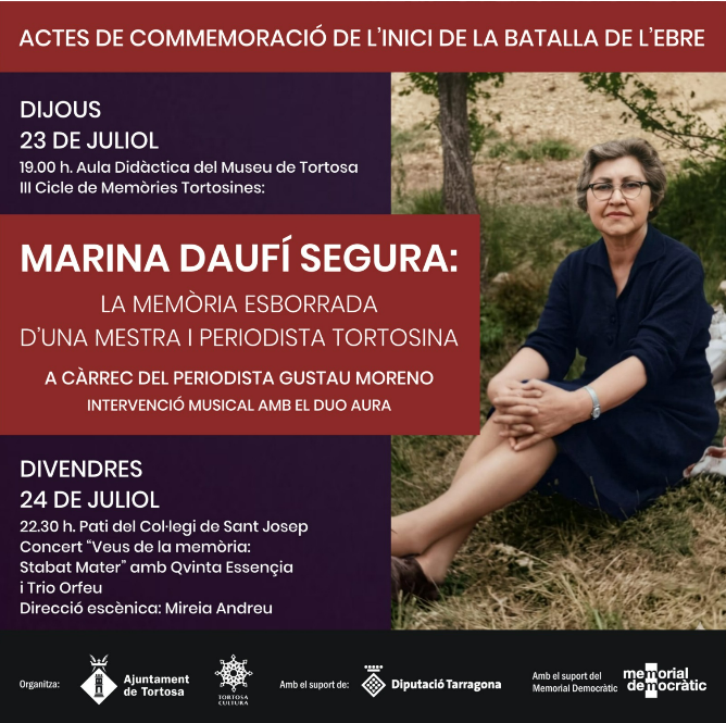 Commemoració de l'inici de la batalla de l'Ebre a Tortosa amb homenatge a Marina Daufí Segura
