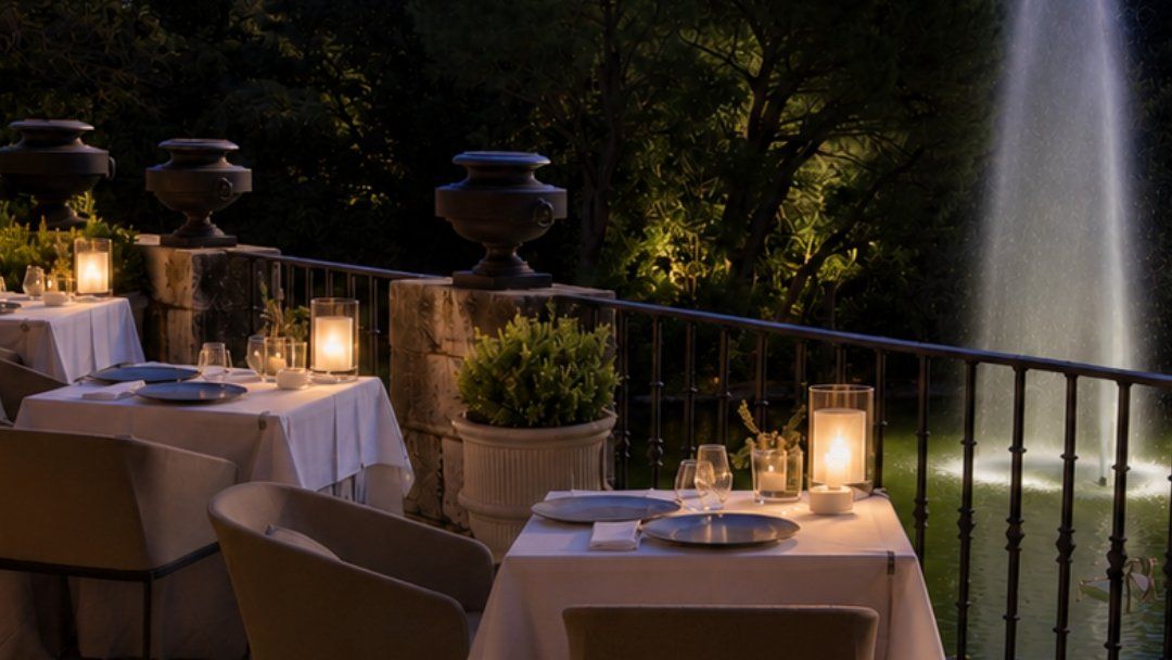Terraza del restaurante Castell Peralada