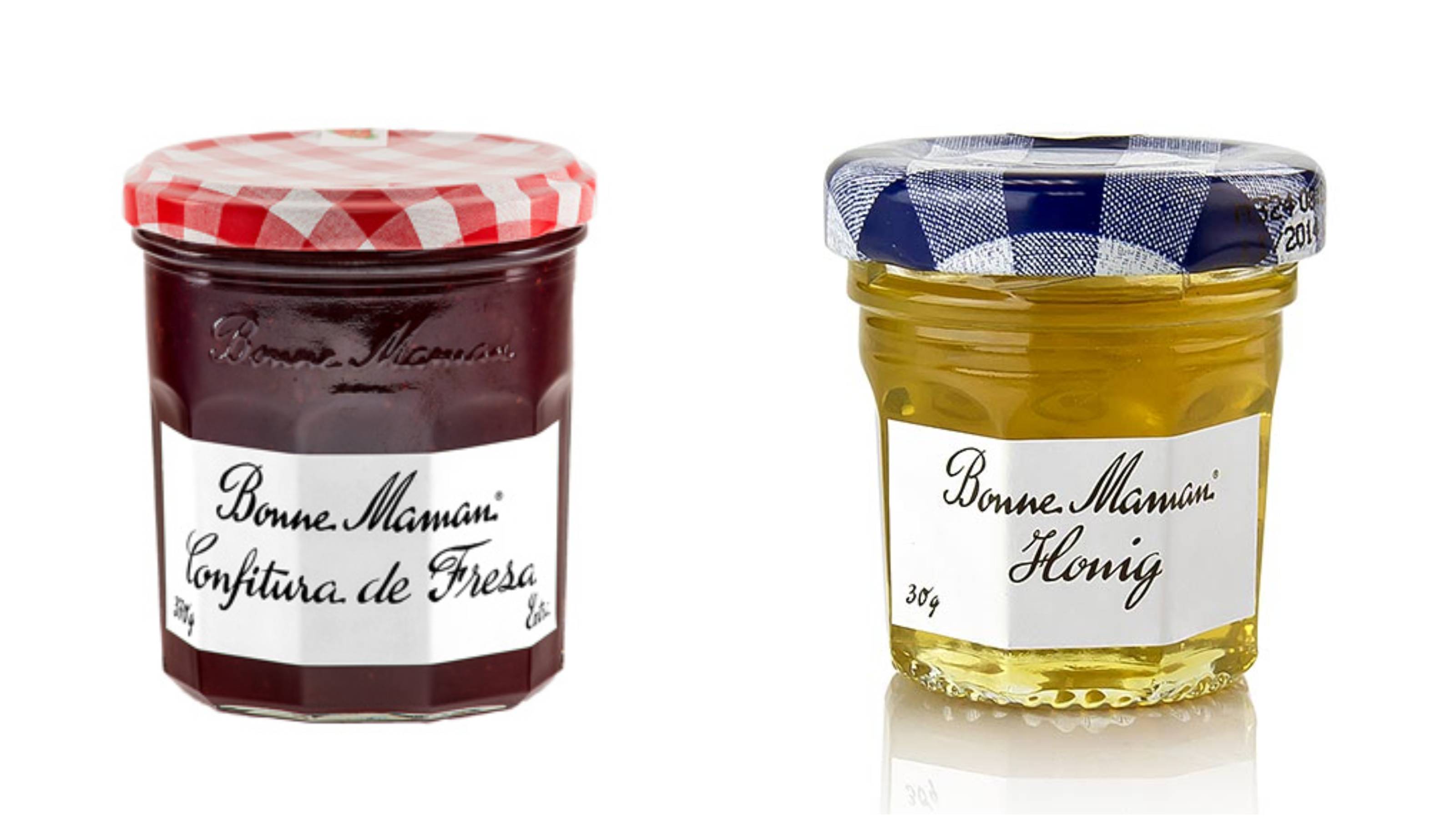 Mel i confitura de maduixa de la marca Bonne Maman