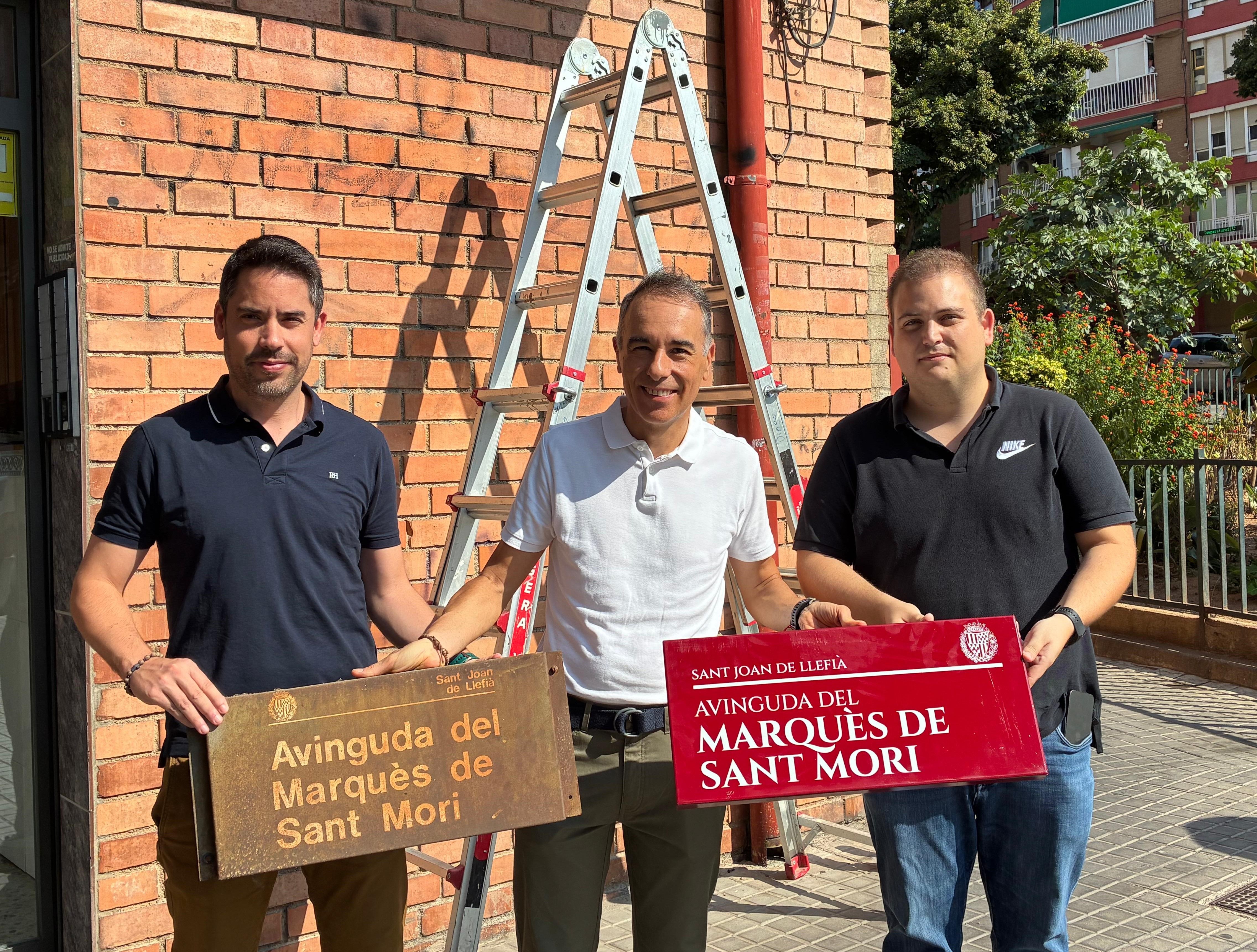 Placa antiga i nova Badalona