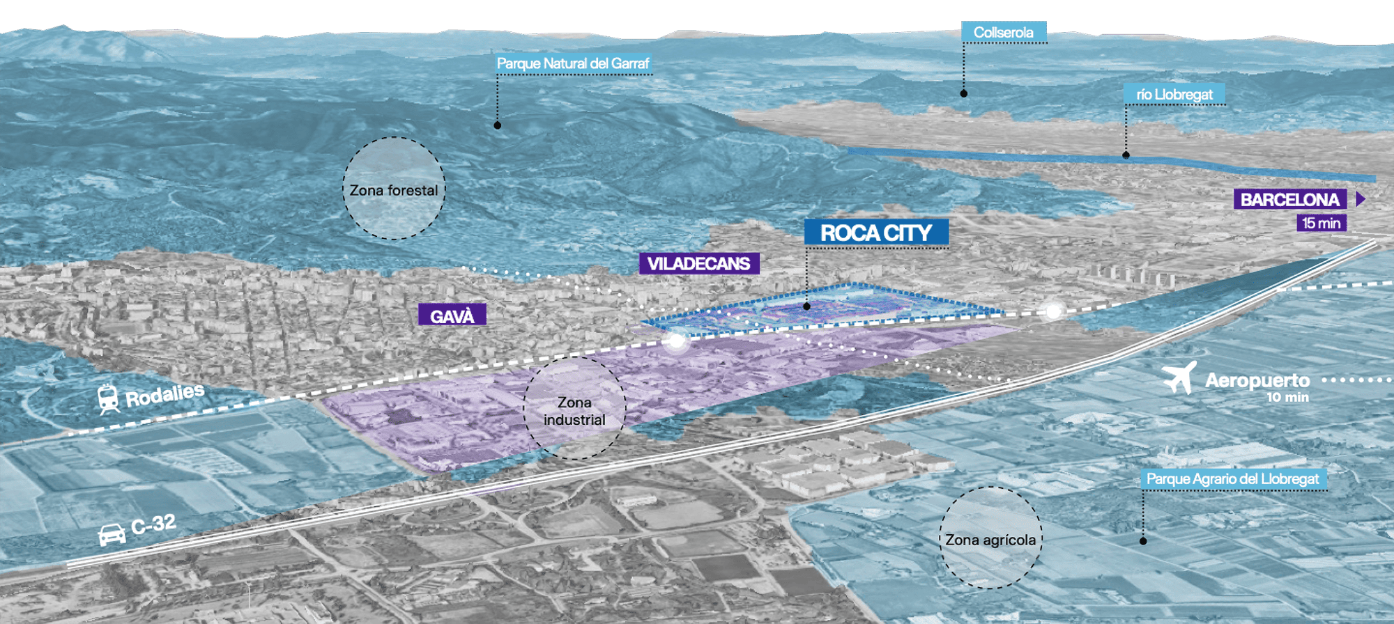 Mapa de com serà el futur barri Roca City entre Gavà i Viladecans