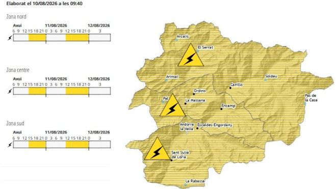 Mapa d'avisos a Andorra