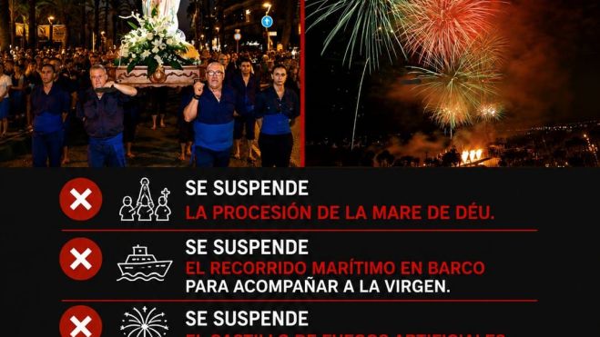 Cartell informatiu de l'anul·lació dels actes a Salou