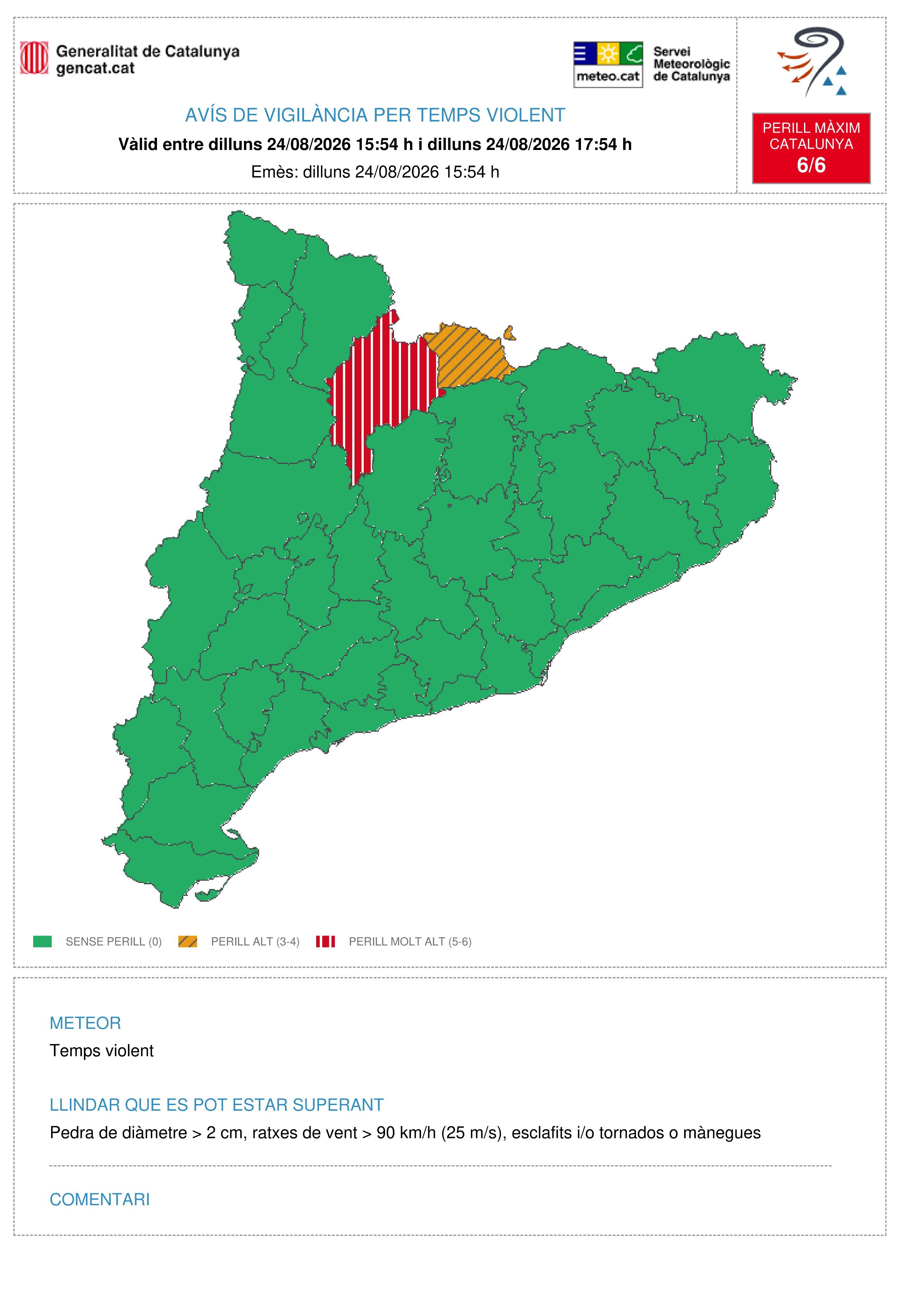 Avisos de temps violent a l'Alt Urgell i a la Cerdanya