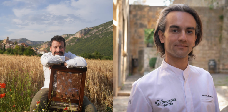 Sergi de Meià, president de la Fundació Coma de Meià i cocreador del projecte 'La Recepta Verda'. José Miguel Gómez, cuiner i cocreador del projecte 'La Recepta Verda'.