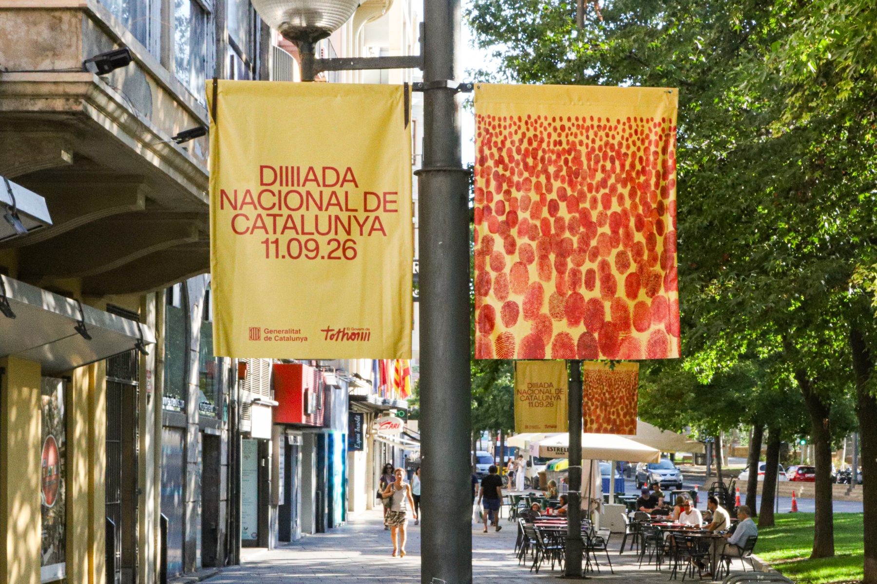 Cartell institucional de la Diada 2026 a l'Av Blondel de Lleida (JuntsXCat Paeria).