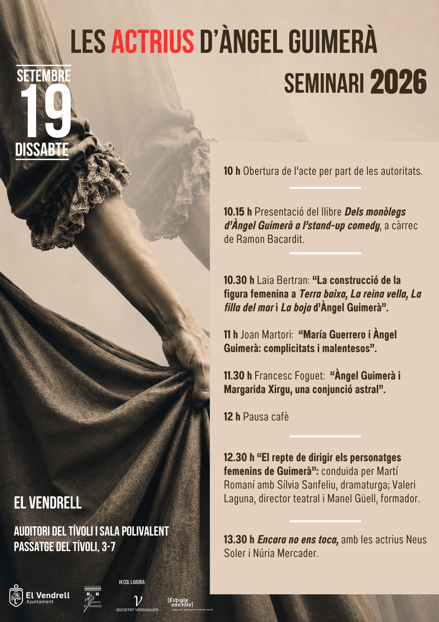 Cartell Programa Seminari26 Les Actrius d'Àngel Guimerà al Vendrell