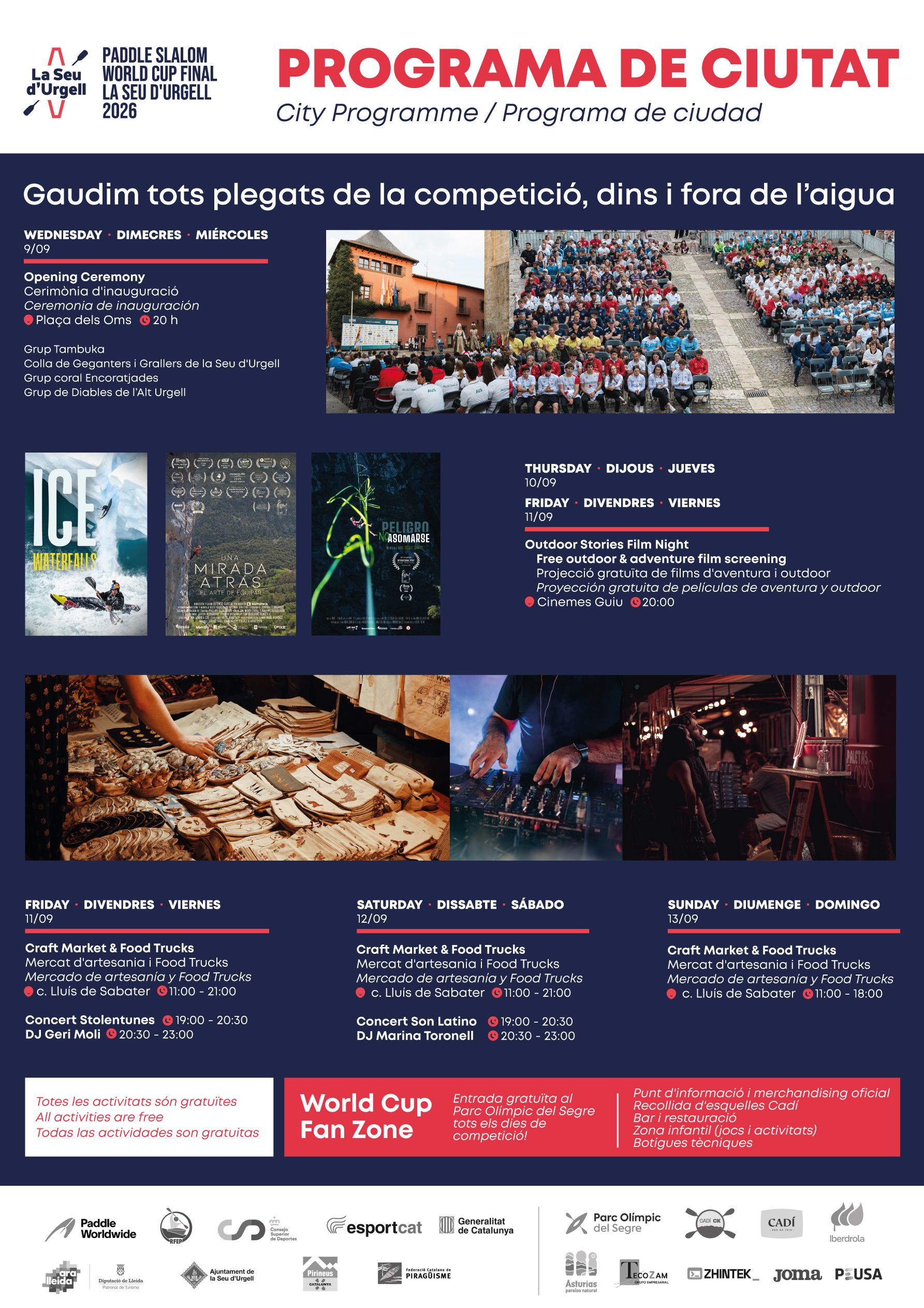 Cartell d'activitats del Paddle Slalom World Cup Final de la Seu d'Urgell 2026