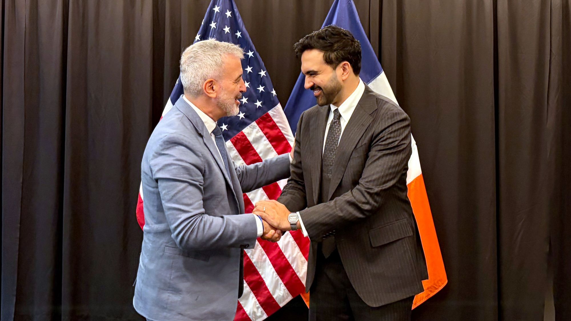 L'alcalde de Barcelona, Jaume Collboni, i el de Nova York, Zohran Mamdani, en la trobada bilateral a la cimera Urban 20. 1