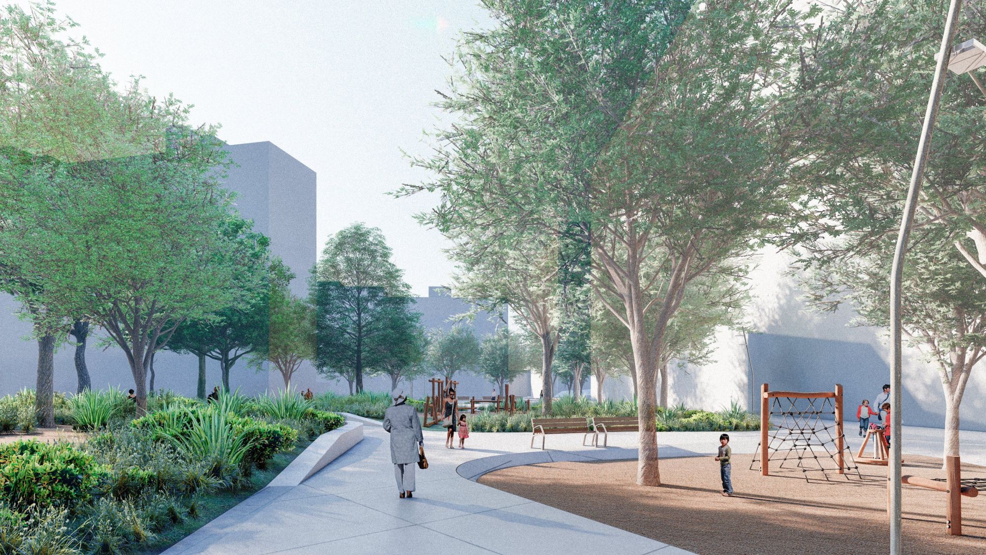 Render de la renovada plaça del vint i cinc d'octubre de Sant Adrià de Besòs 1