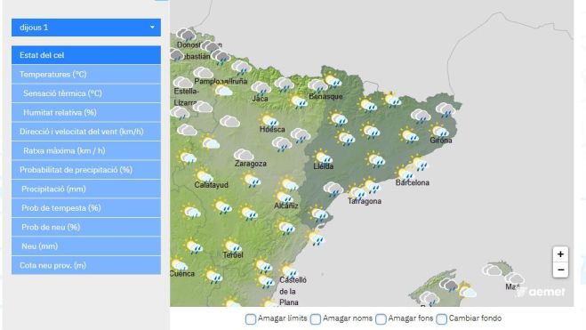 Previsió de pluges per dijous