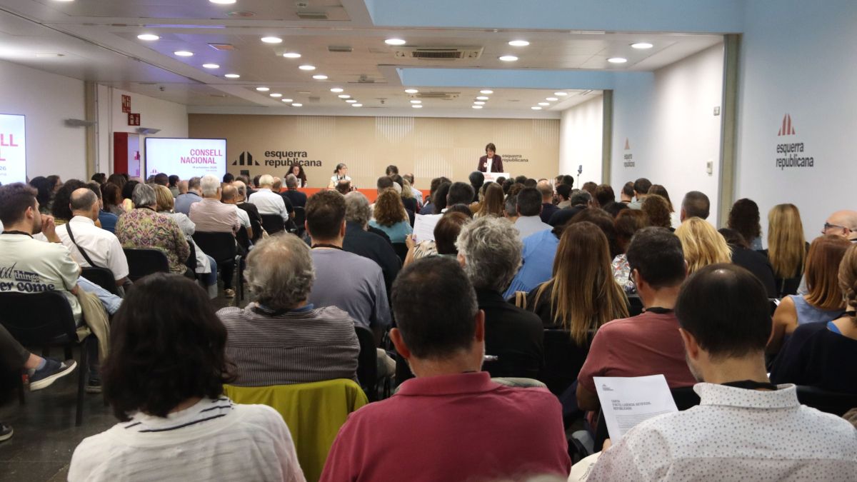 El Consell Nacional d'ERC a la seu del partit a Barcelona, durant la intervenció de la presidenta adjunta i eurodiputada, Diana Riba.