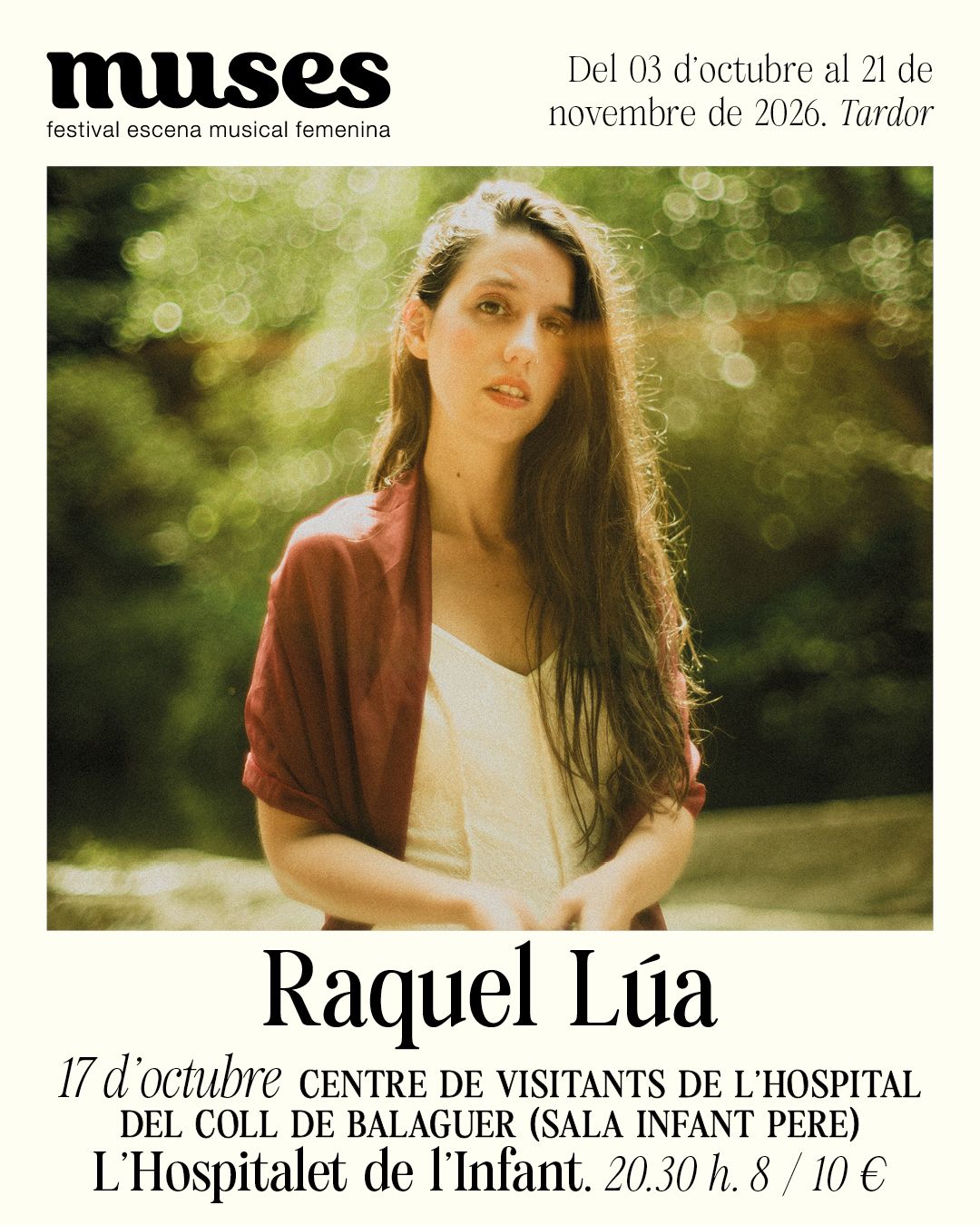 Cartell de l'actuació de Raquel Lúa a l'Hospitalet de l'Infant pel festival Muses