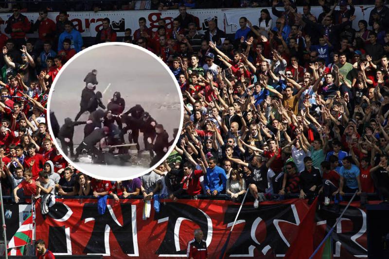 VÍDEO: Brutal pallissa a un aficionat davant d’un estadi de futbol