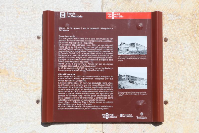 La antigua cárcel de Tarragona ya cuenta con una placa para recordar su