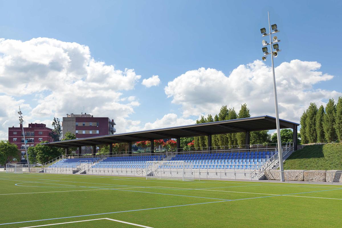 Reforma integral campo de fútbol de Montigalà nueva gradería