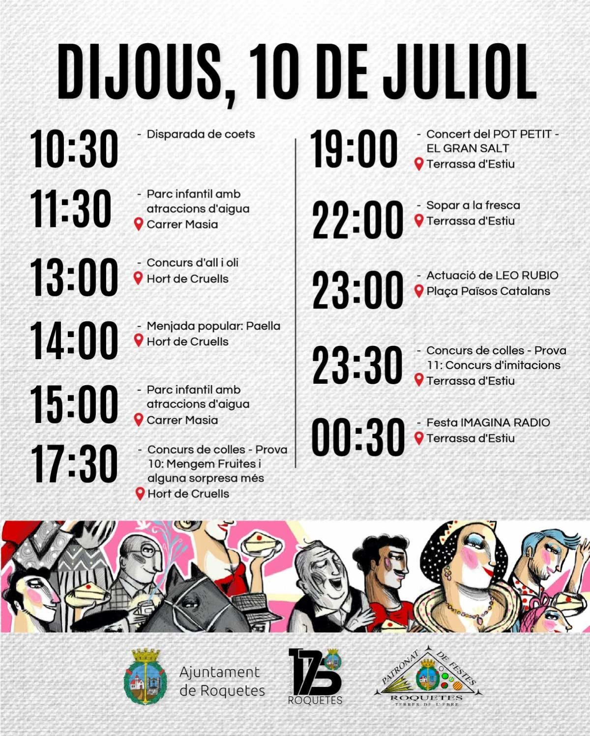 Programació Festa Major Roquetes 10 de juliol