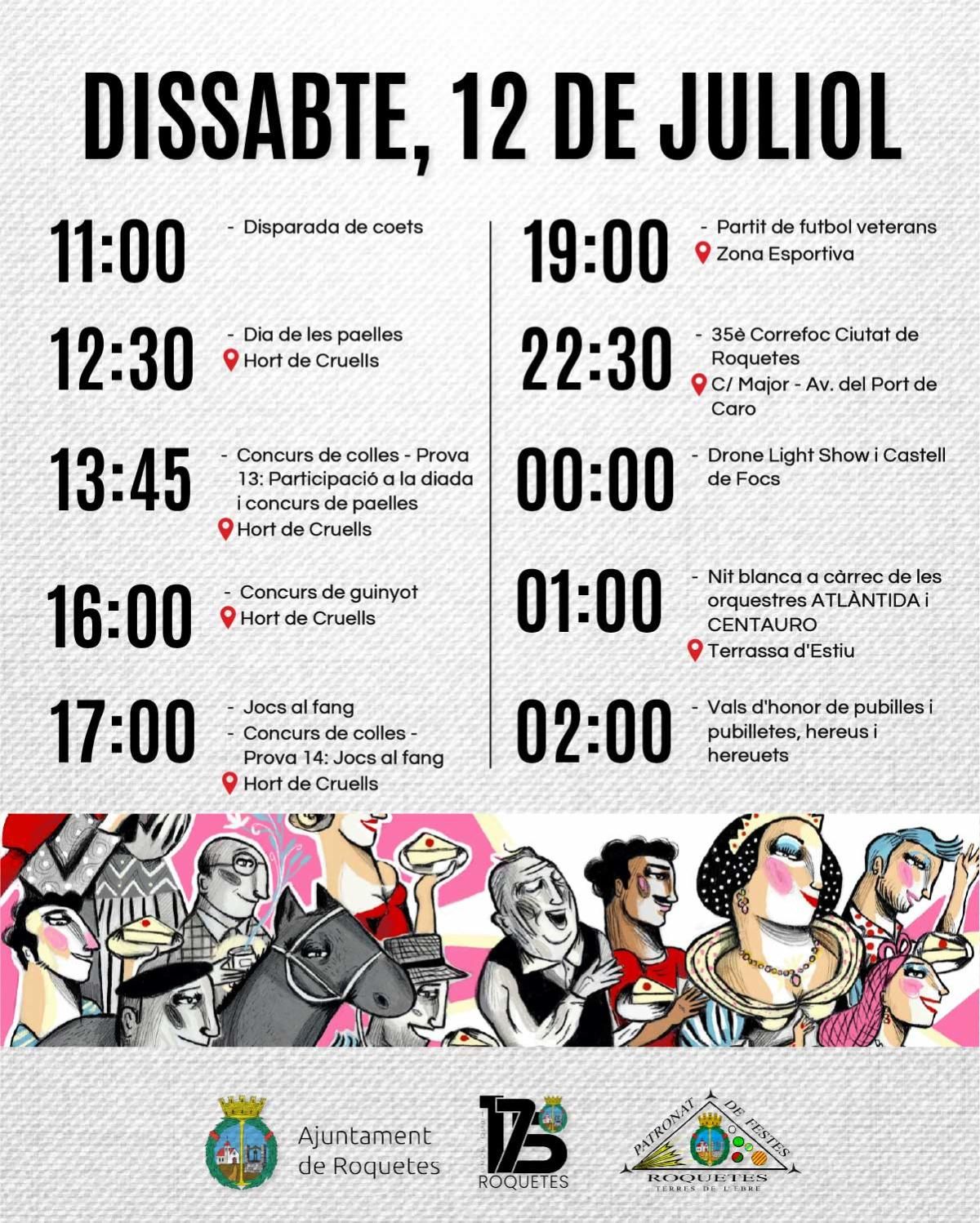 Programació Festa Major Roquetes 12 de juliol