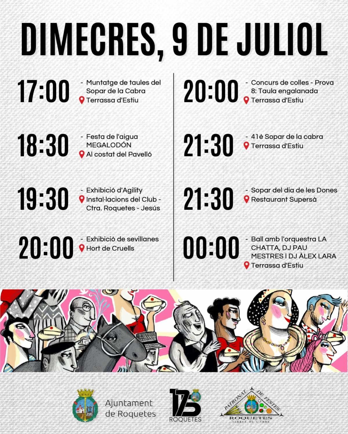 Programació Festa Major Roquetes 9 de juliol